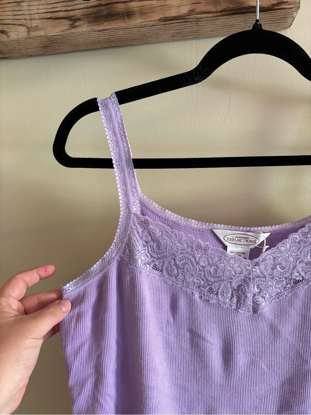 Northern Reflections / 100% Cotyon / Lilac Lace Trim Camisole